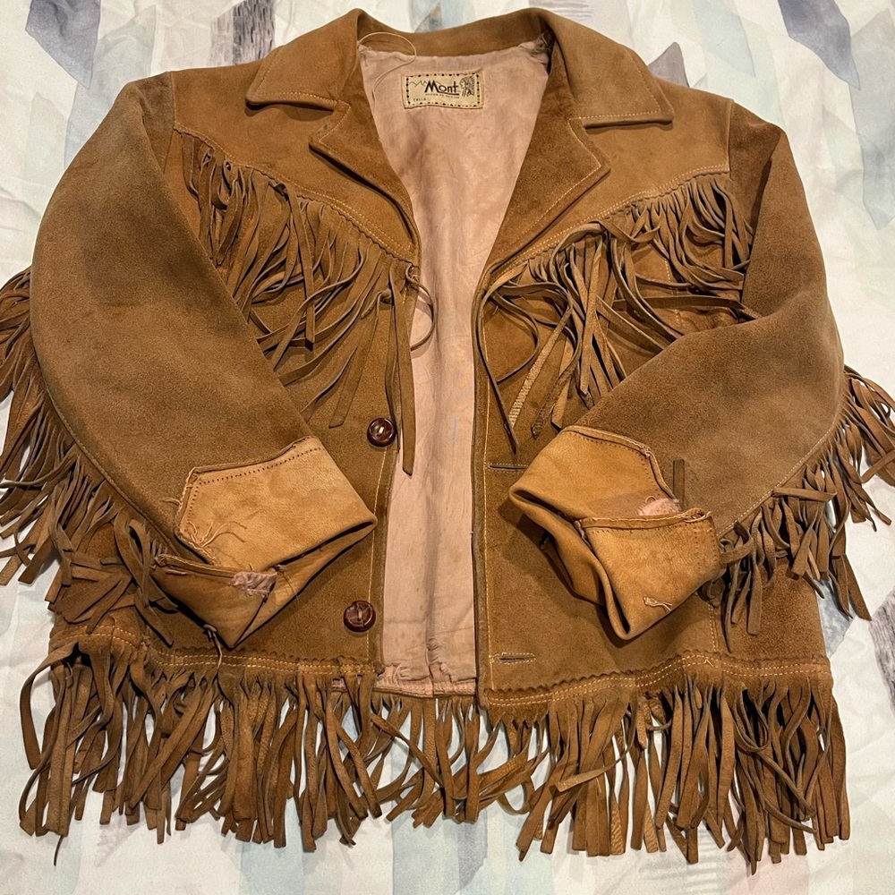 Vintage buckskin fringe jacket for a very small cowboy or cowgirl or cowperson